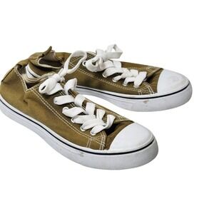 Rue21 etc! Womens Olive Brown Canvas Low Top Lace Up Sneakers Size Large 8/9